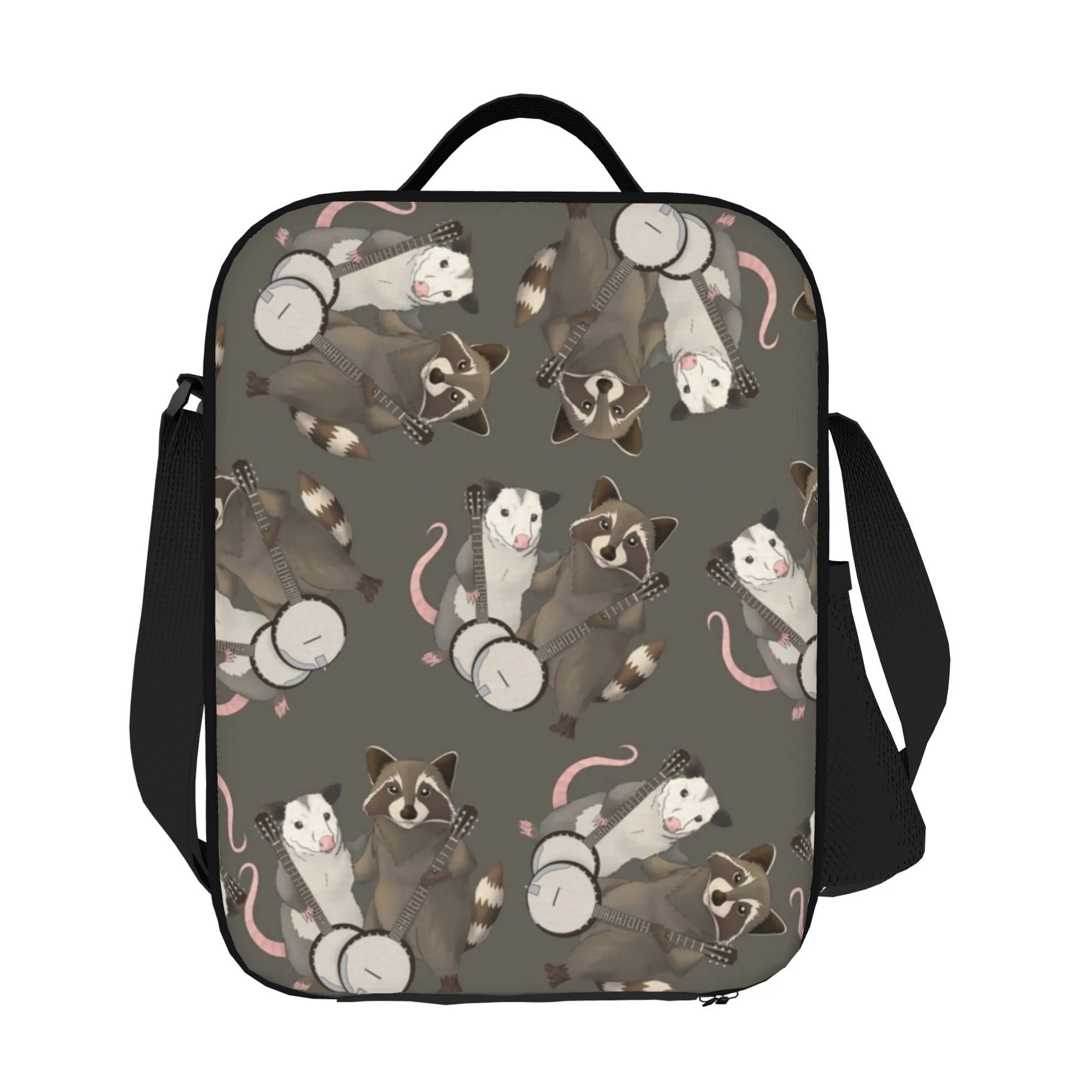 Opossum & Raccoon Banjos Print Tote Bag Durable Spacious Handbag for Work Travel Everyday Carry