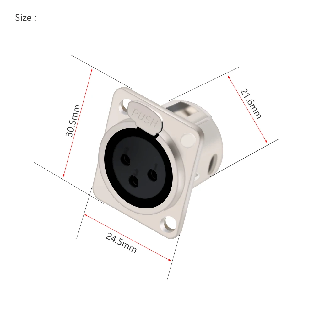 Conector hembra XLR de 3/4/5 pines para montaje en Panel, conector de Cable de micrófono, conector de Cable, conector de conector XLR Chapado en