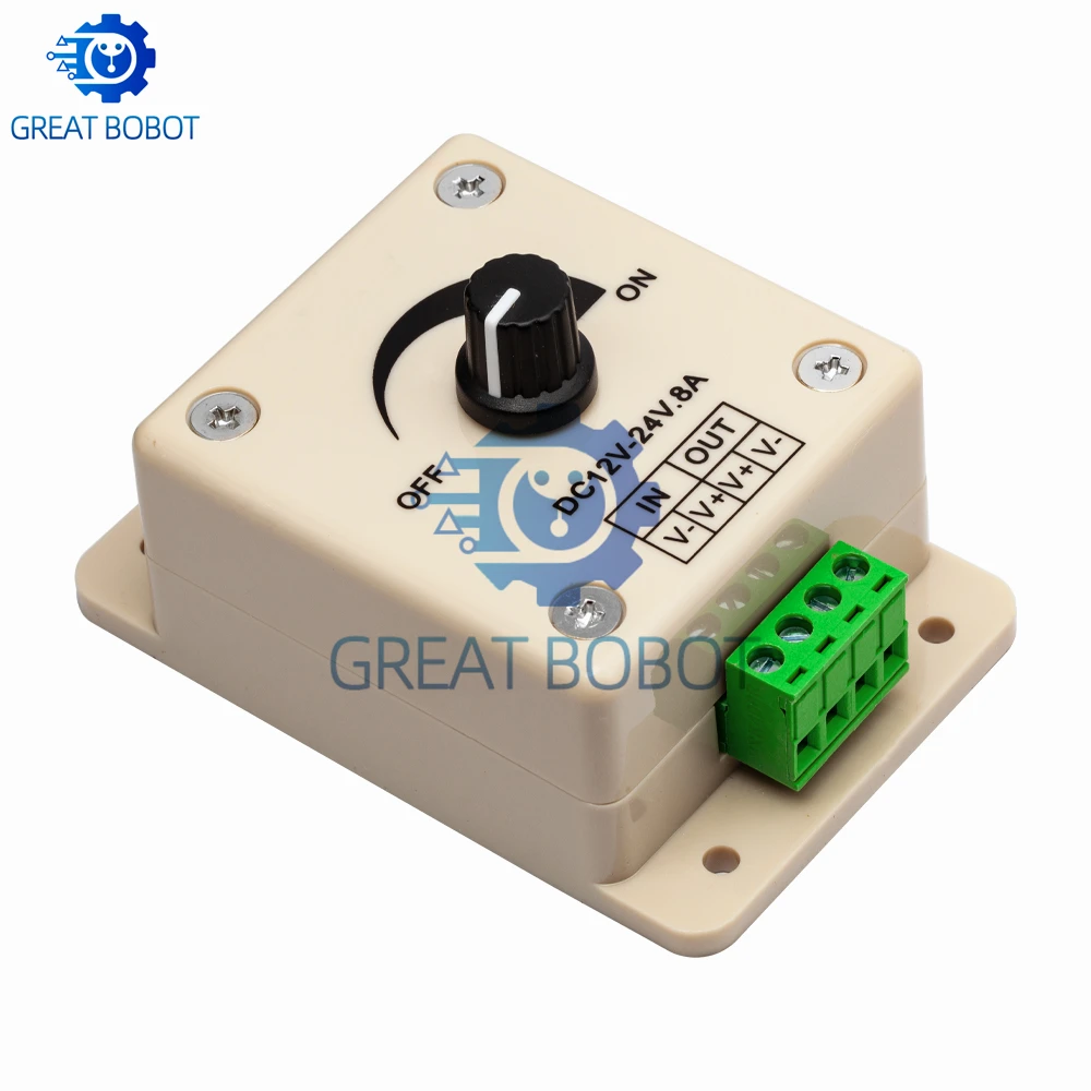 12V-24V 8A Adjustable LED Dimmer Switch Module, Brightness Controller for Single Color LED Strip Lights