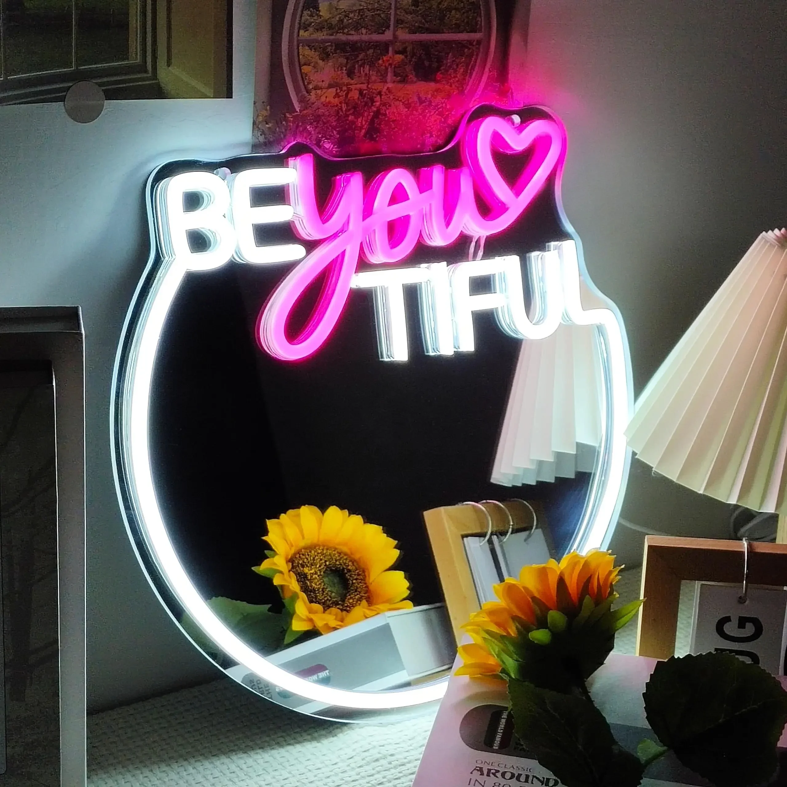

Неоновая LED-вывеска «Be You Tiful» с USB-питанием и регулировкой яркости для зеркального туалетного столика, спальни, подарков на вечеринку, декора стен