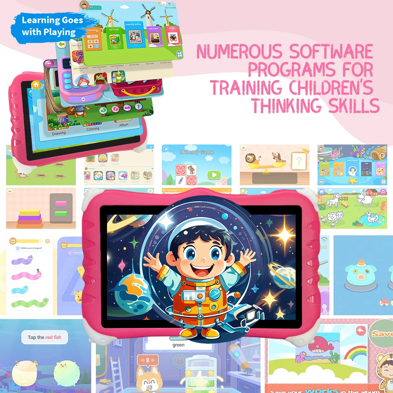 Kidsren-Tablettes pour enfants âgés de 7 pouces, logiciel dos pré-installé pour améliorer le logiciel dos de Kidsren, prend en charge le WiFi et les caméras touristiques, est un bon choix pour un cadeau