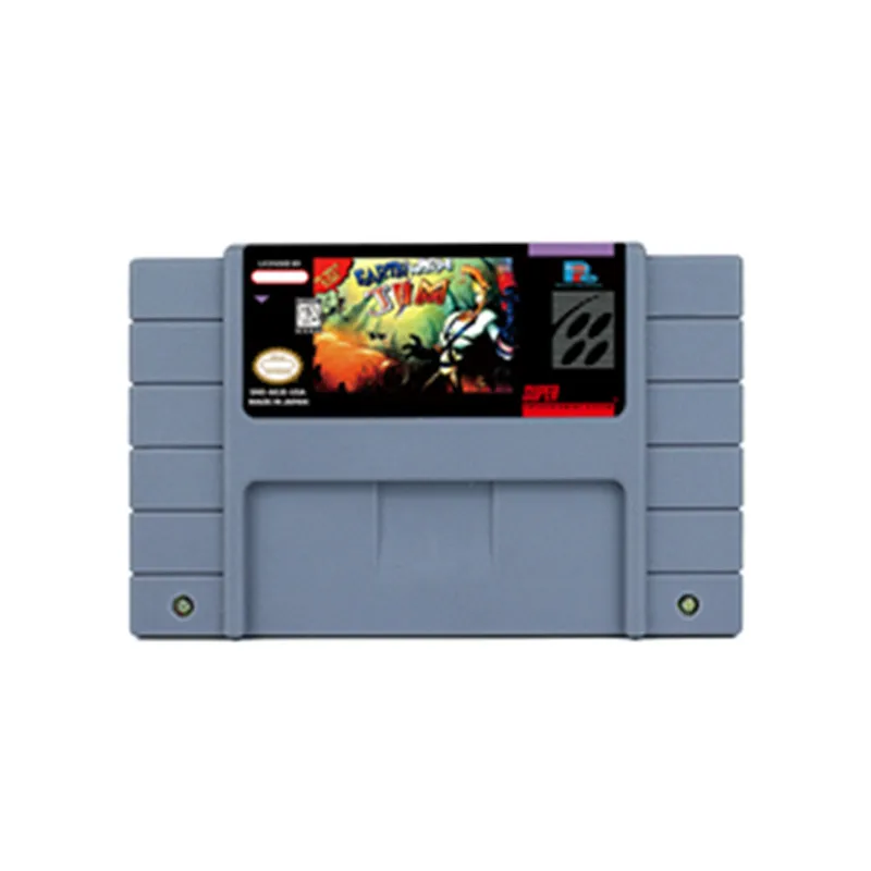 لعبة دودة الأرض جيم 1 أو دودة الأرض جيم 2 لـ SNES 16 BitRetro Cart هدية للأطفال