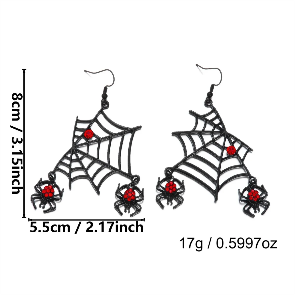 Dunkelschwarze Halloween-Spinnennetz-Ketten-Quasten-Ohrringe für Damen, Cosplay-Party, Insekten-Spinnennetz-Ohrringe, Gothic-Schmuck – Detail 31