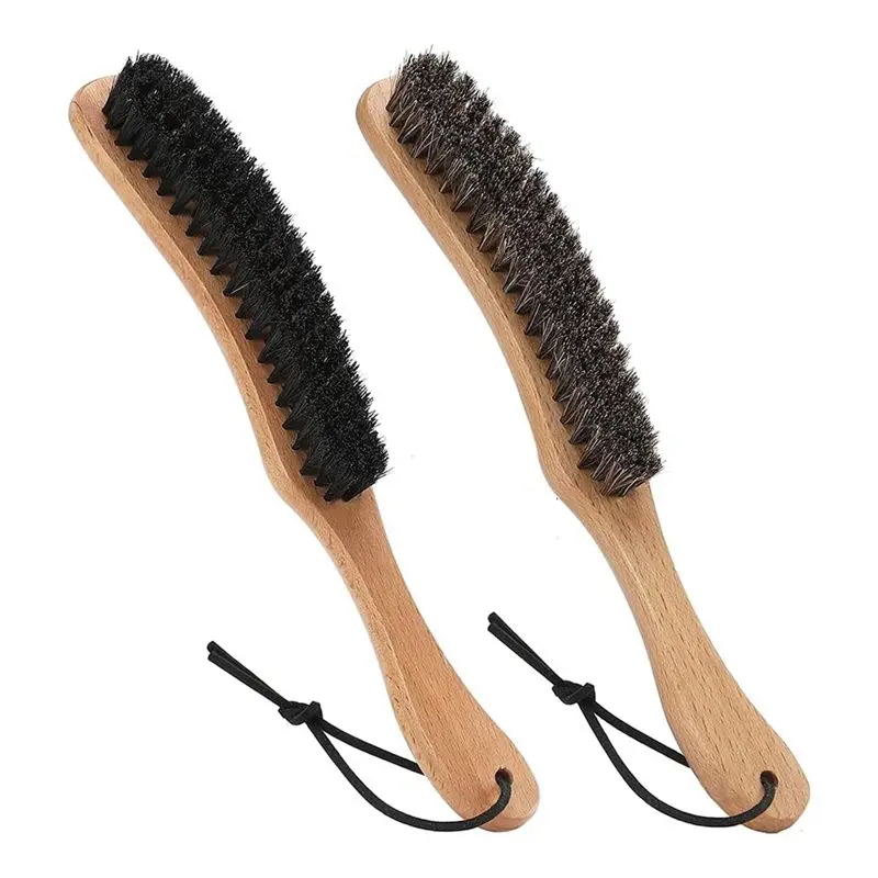 AEE2-Hat Brush Combo Kit,Horsehair Felt Hat Brush Clean Cowboy Hat, Fedora Hat & Baseball Cap,Boar Bristle Lint Brush 2PCS