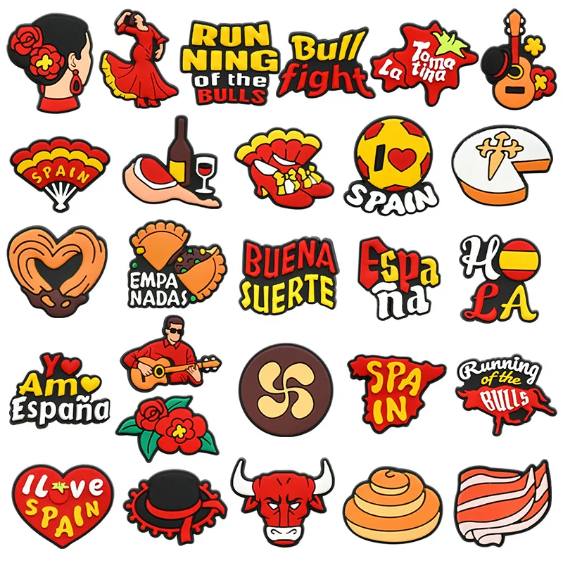 spain-charactors PVC shoe Charms Slippers Buckle combination Fit Wristbands accessories Decoration Bands gift unisex party