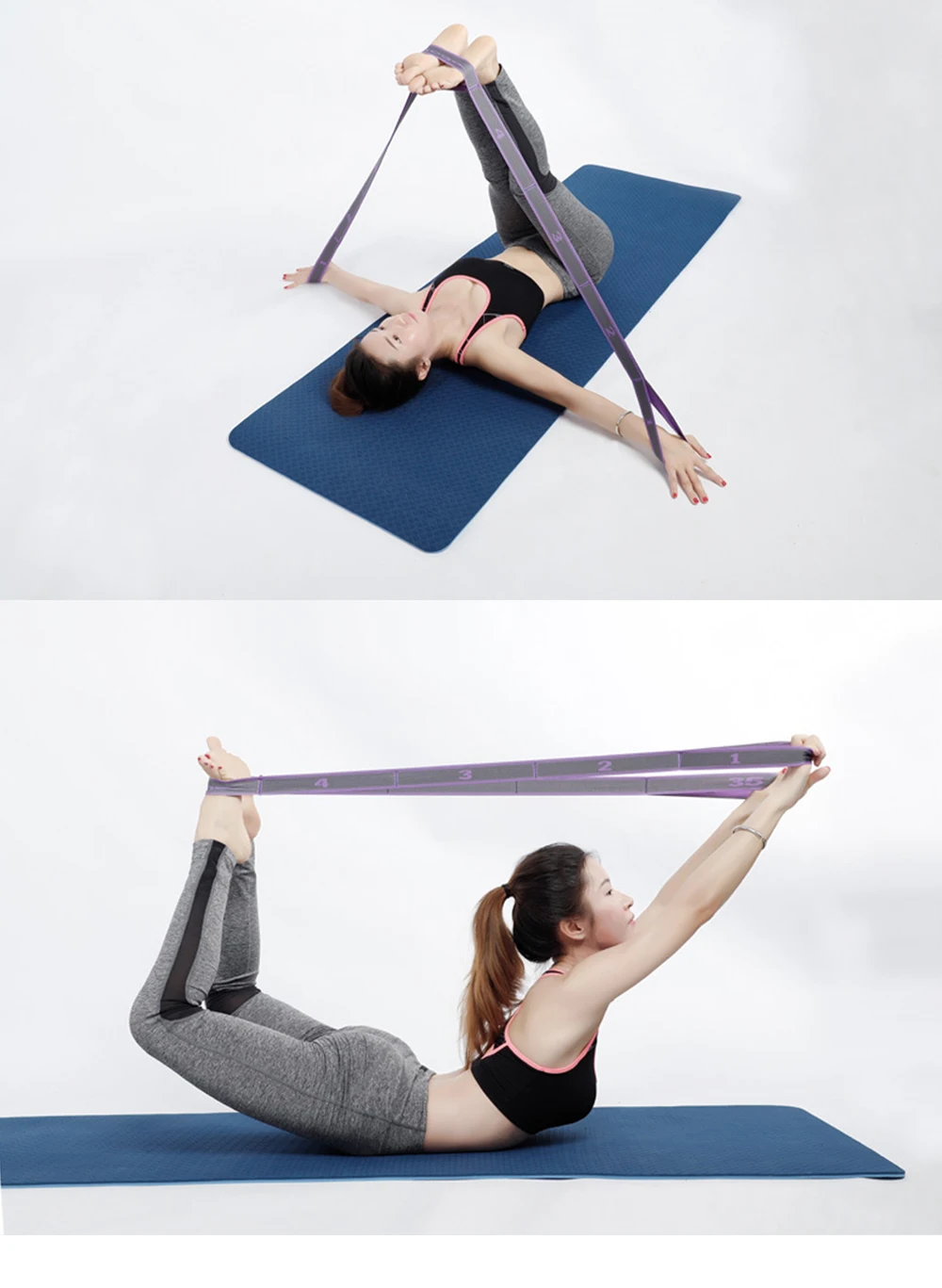 Yoga-Stretchgurt, Stretchband mit 8-Schlaufen, Yoga-Gurt, Schulterschoner für Anfänger für effektives Dehnen, Yoga-Training – Detail 21
