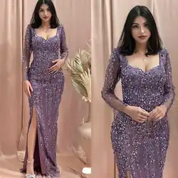 Enchanting And Elegant Cocktail Dresses Sweetheart Appliques Beading High fork Sequined Brush Train Formal Dress Custom Made