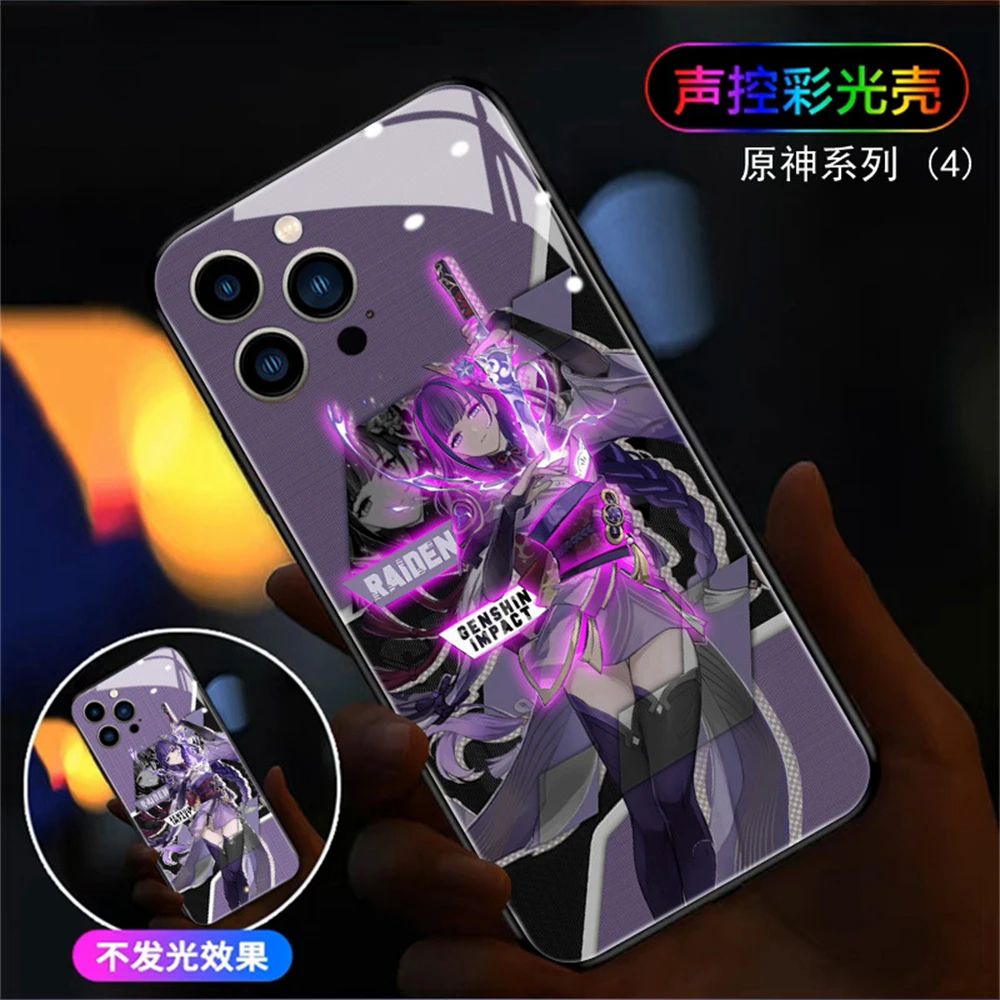

Raiden Shogun From Genshin Impact Sound Control LED Flash Cases Luminous Cover For Samsung S25 S24 S23 S22 S21 S20 FE Plus Ultra
