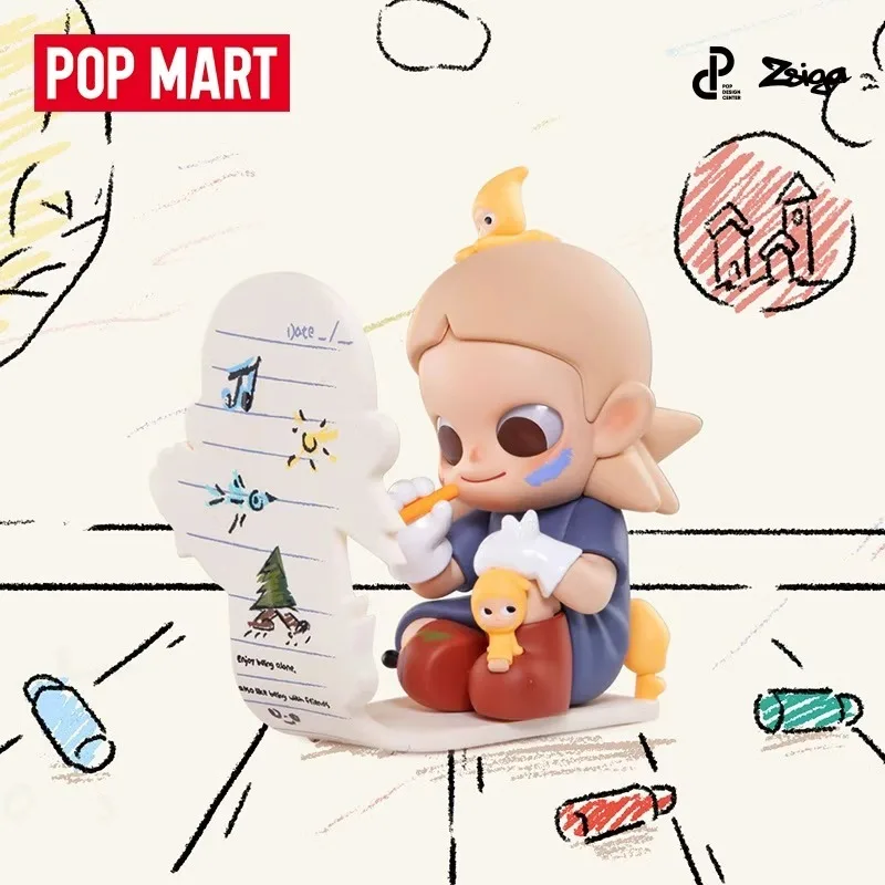 Genuíno popmart zsiga para pessoas andando ao longo da linha série de estatuetas caixa cega brinquedos ornamentos de mesa caixa mistério presentes