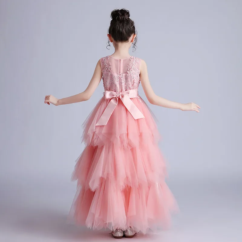 Fashion Childrens Birthday Party Dress Kids Princess Summer Lace Wedding Dresses Girls Party Dresses 4-14 Years