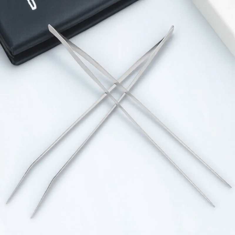 

2Pcs Long Aquarium Tweezers Reptile Feeding Tongs 25cm Straight Curved Tips Fish Tank Terrarium Plant Care Reptile Feeding Tongs