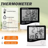 HTC-1 HTC-2 LCD Digital Temperature Humidity Meter Home Thermometer Hygrometer Indoor Outdoor Electronic Weather Station Clock