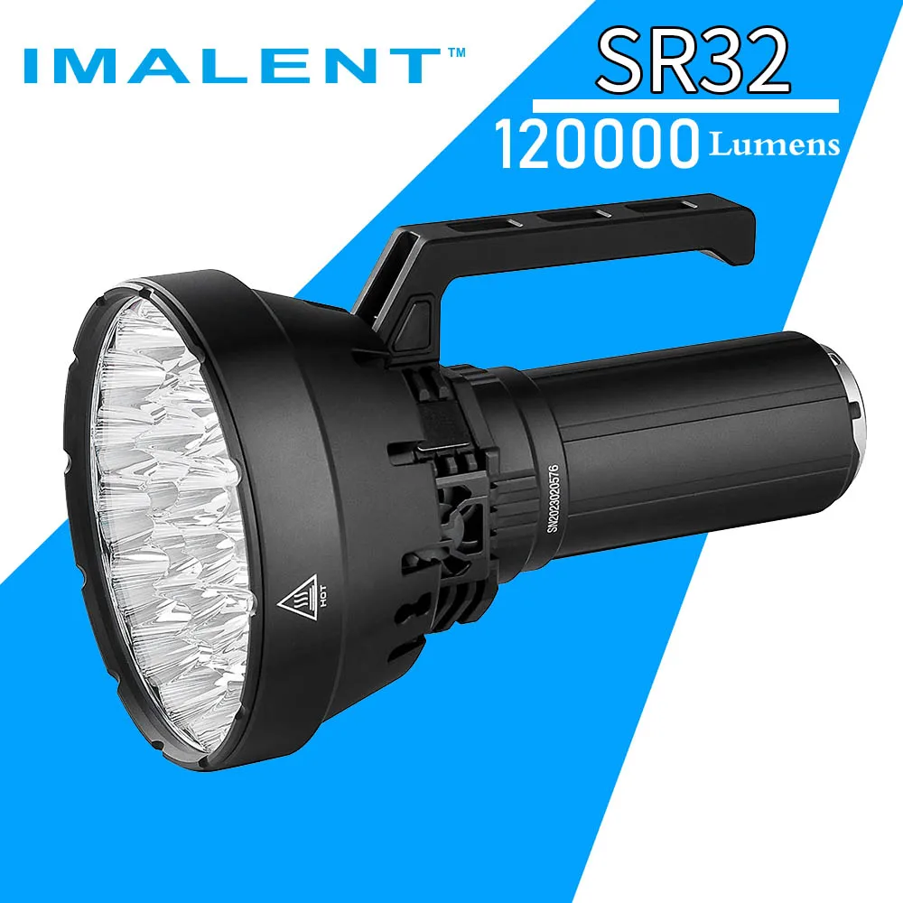 IMALENT SR32 120000 Lumens Powerful Flashlight High Power Rechargeable Professional Searchlight with 32 Pcs XHP50.3 Hi Led