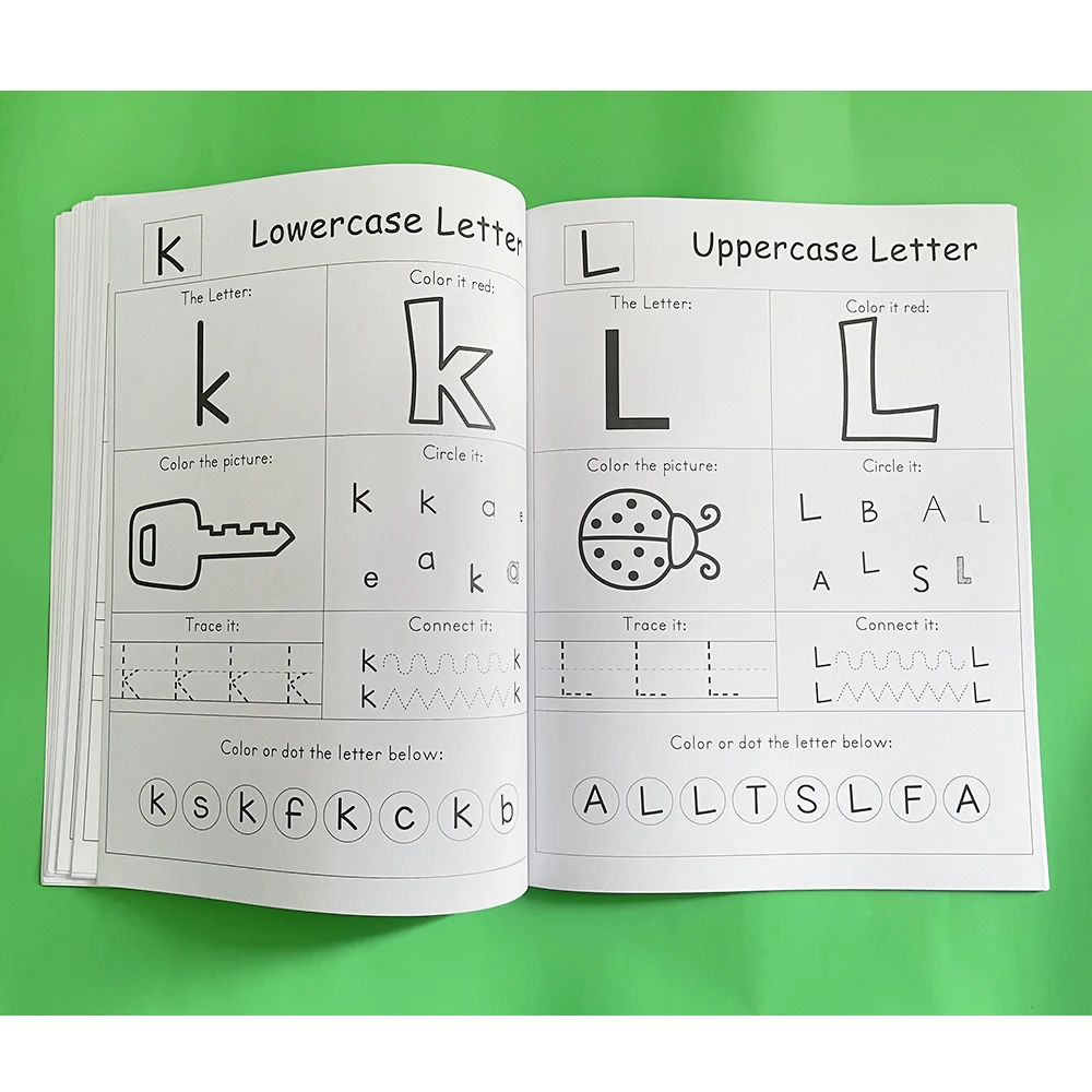 A-Z ตัวอักษร Phonics แบบฝึกหัดสมุดงานก่อนวัยเรียนการเรียนรู้ภาษาอังกฤษการเขียนอนุบาลอนุบาลอนุบาลอนุบาลสมุดภาพระบายสี Montessori