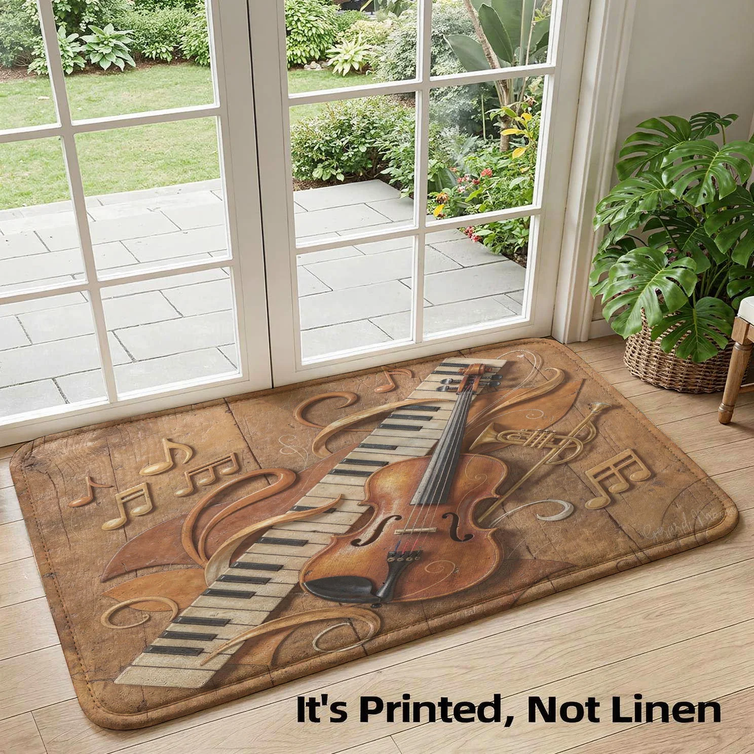Vintage Musical Piano Violin Music Note Doormat Rug Mat for Entryway Entrance Hallway Home Decor Classical Music Gifts