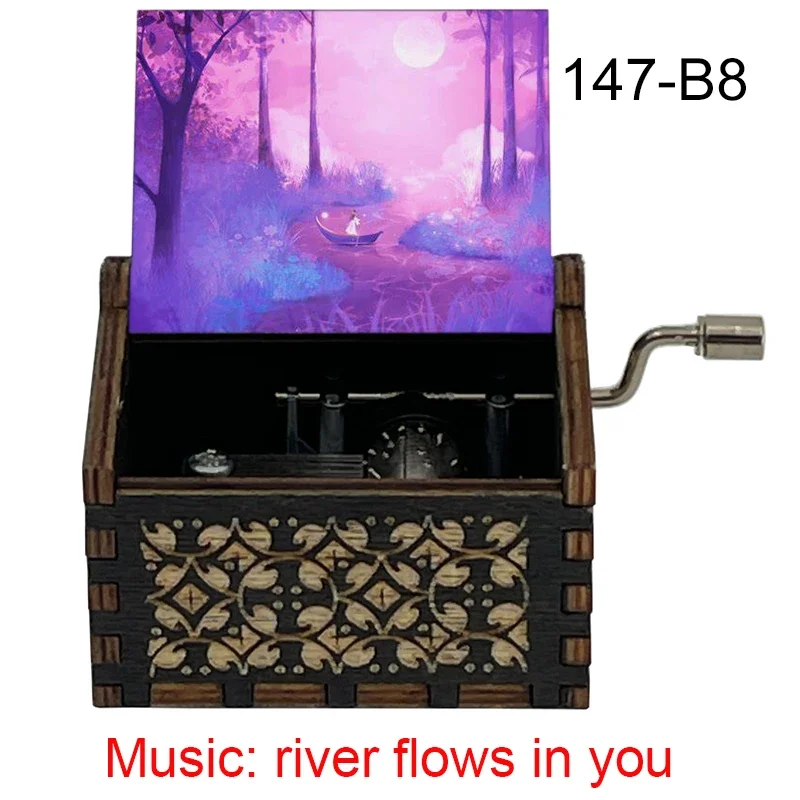 Music Box River Flows in You Hand Wooden Box Classic Piano Guitar Song Lovely Gift for Best Friend Birthday Family Holiday Party