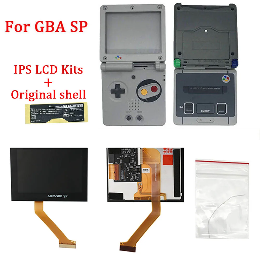 

New Clear Color & SFC Pre Cut Shell with V4 IPS Screen LCD Kits for GBA SP Shell Transparent For GBA SP IPS V Backlight Screen