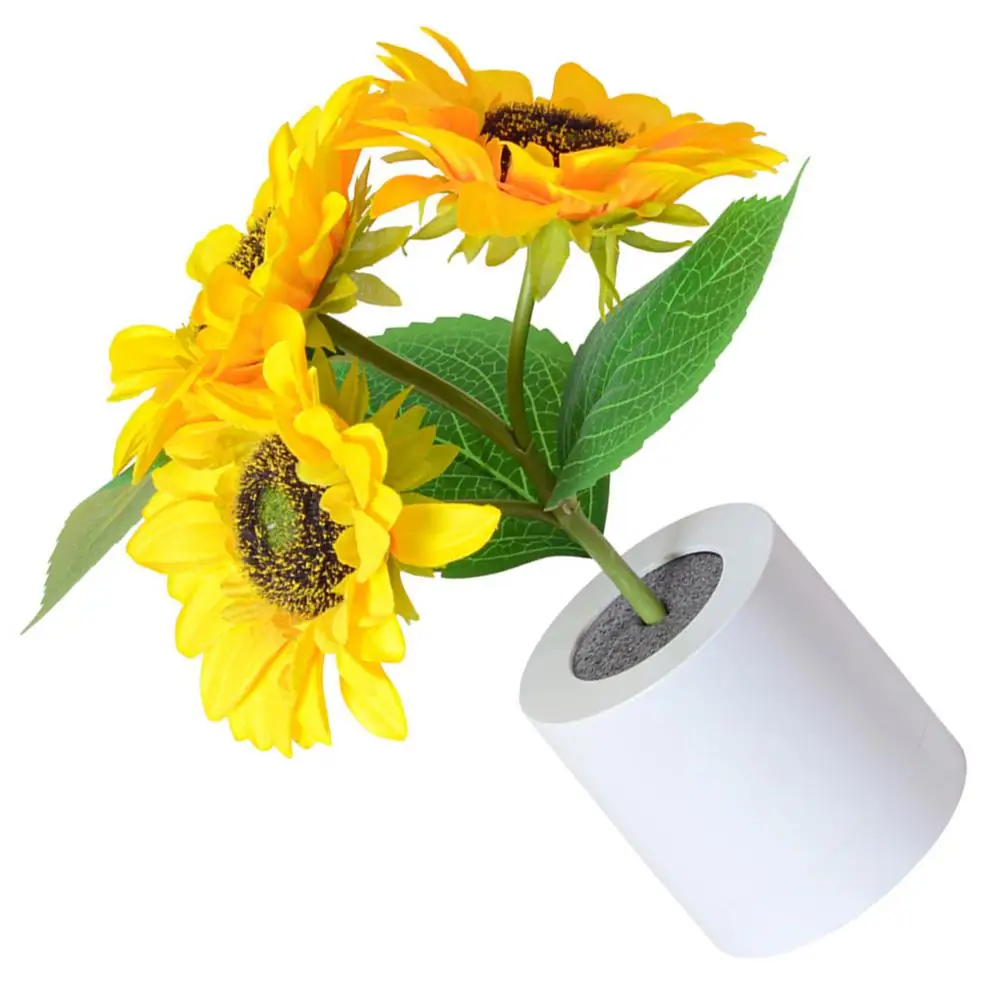 Sunflower Night Light Mini Plastic Lamp for Bedroom Bedside Table Decor Retro LED Light Gifts Small Desk Lamp White