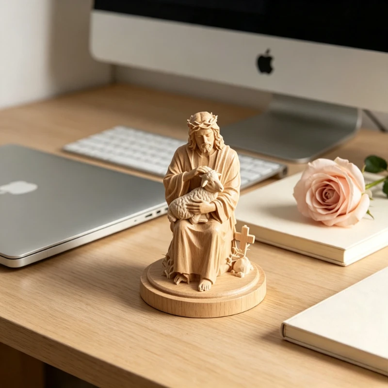 1pcs 3D Relief Jesus  Lamb Figurine,Collectible Toys Statues,Display Cabinet Collectible Model,Halloween Gift Toy for Home Decor