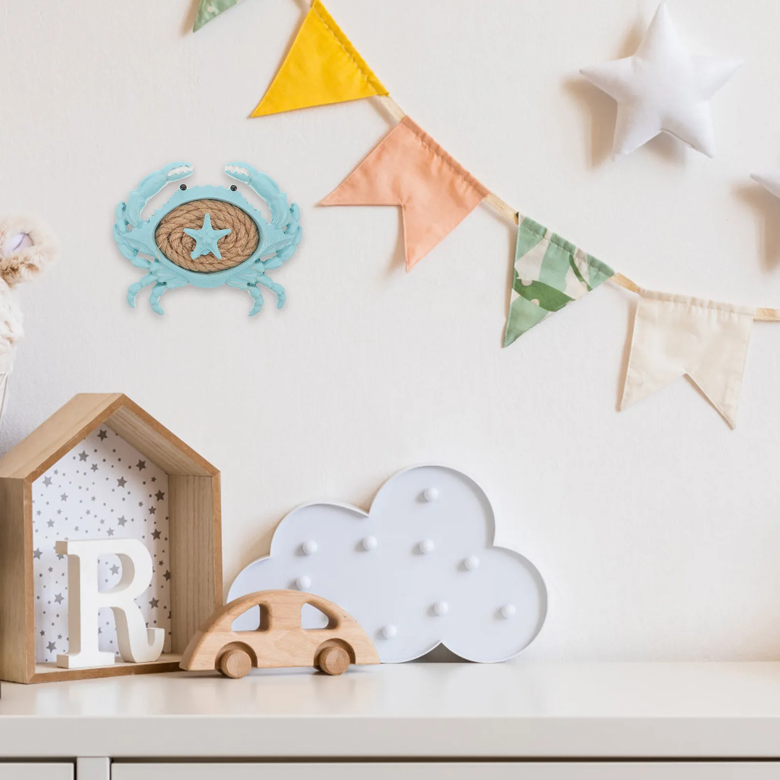 

1Pcs Mediterranean Crab Pendant Resin Wall Hanging Home Decor Coastal Style Craft Ornament for Living Room Bedroom Office