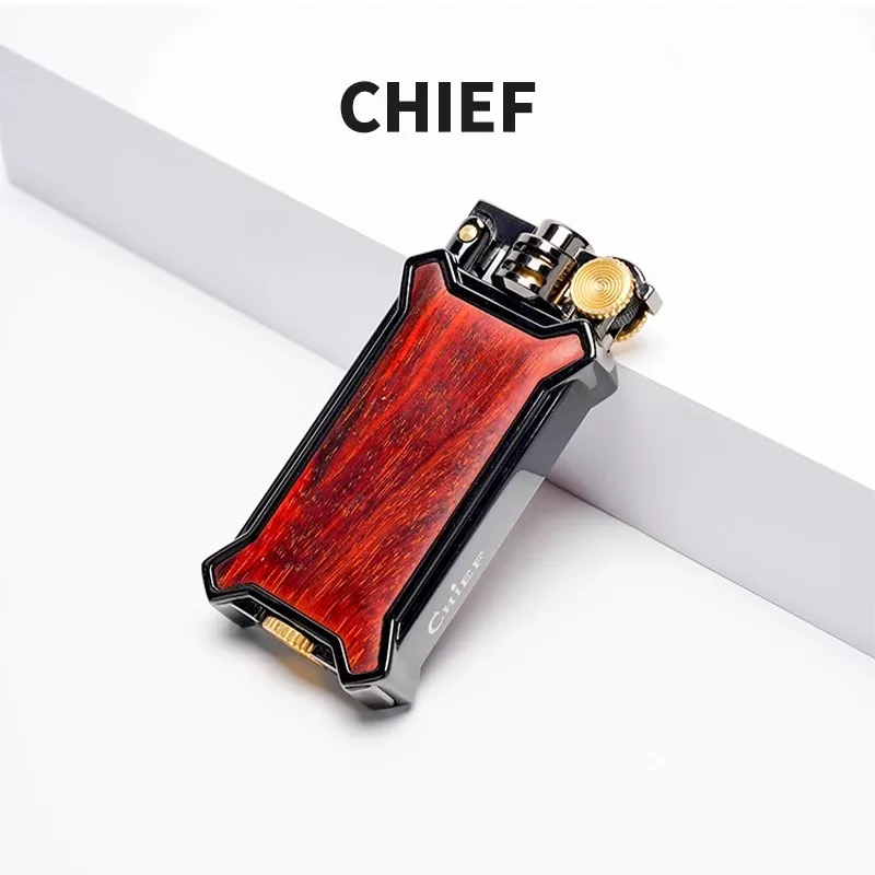 High-end sandalwood lighter ornament windproof creative personality tide high-end retro old-fashioned men's lighter gift