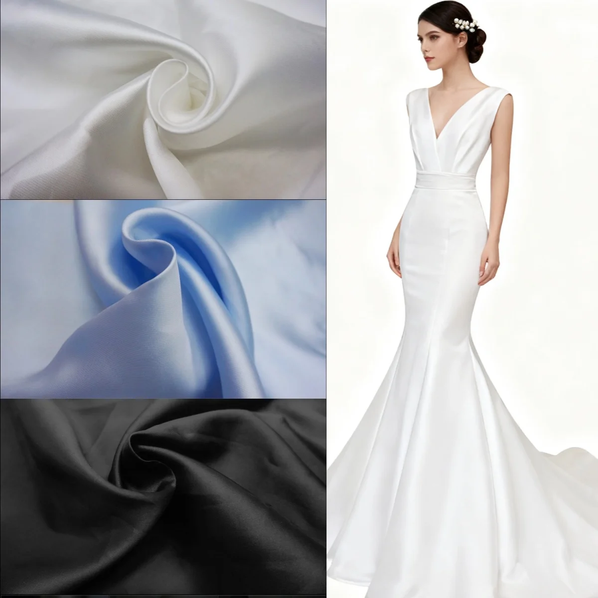 

Solid color matte twill satin double-sided wedding dress satin stiff shaping fabric wedding dress fabric graduation clothing