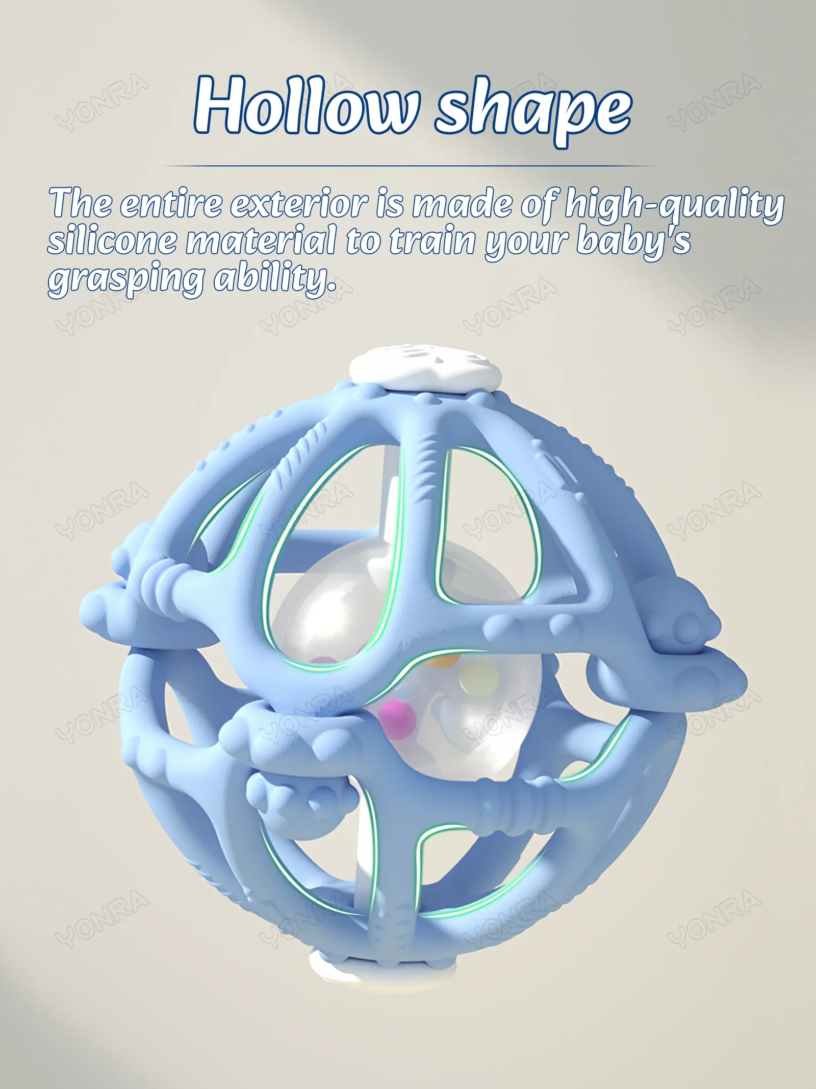 ของเล่นเด็กแรกเกิด โมนเตสซอรี่ ลูกบอลซิลิโคนแบบถอดได้ พร้อมเสียงเขย่าและกระตุ้นประสาทสัมผัส ของเล่นเสริมพัฒนาการสำหรับเด็ก