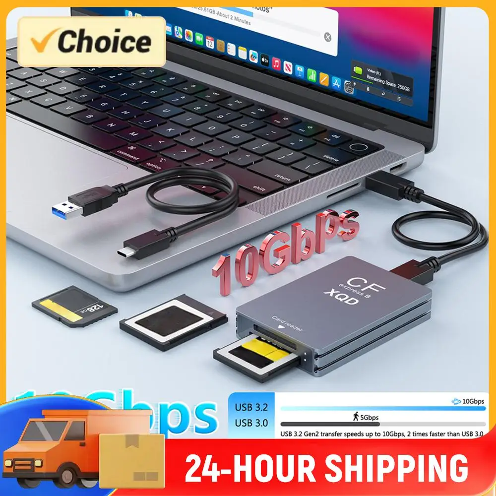 

Адаптер для карт CF Express 10 Гбит/с с USB-C на USB A/C, 3-в-1, для чтения карт CFexpress Type B, совместимый с Windows XP/Vista/Mac