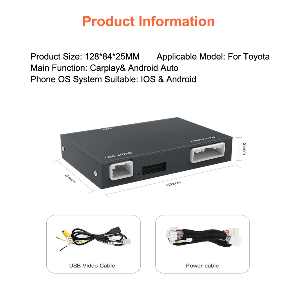 Bonroad Wireless Carplay Android Auto Decoder For TOYOTA Touch2 Entune2.0 Highlander Tundra Sienna Prius Yaris Camry CHR Module – Detail 13