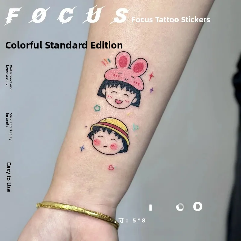 Adorable Cherry Blossom Pattern Temporary Waterproof  Tattoo Stickers for Women Arm Clavicle Small Size Easy Washable