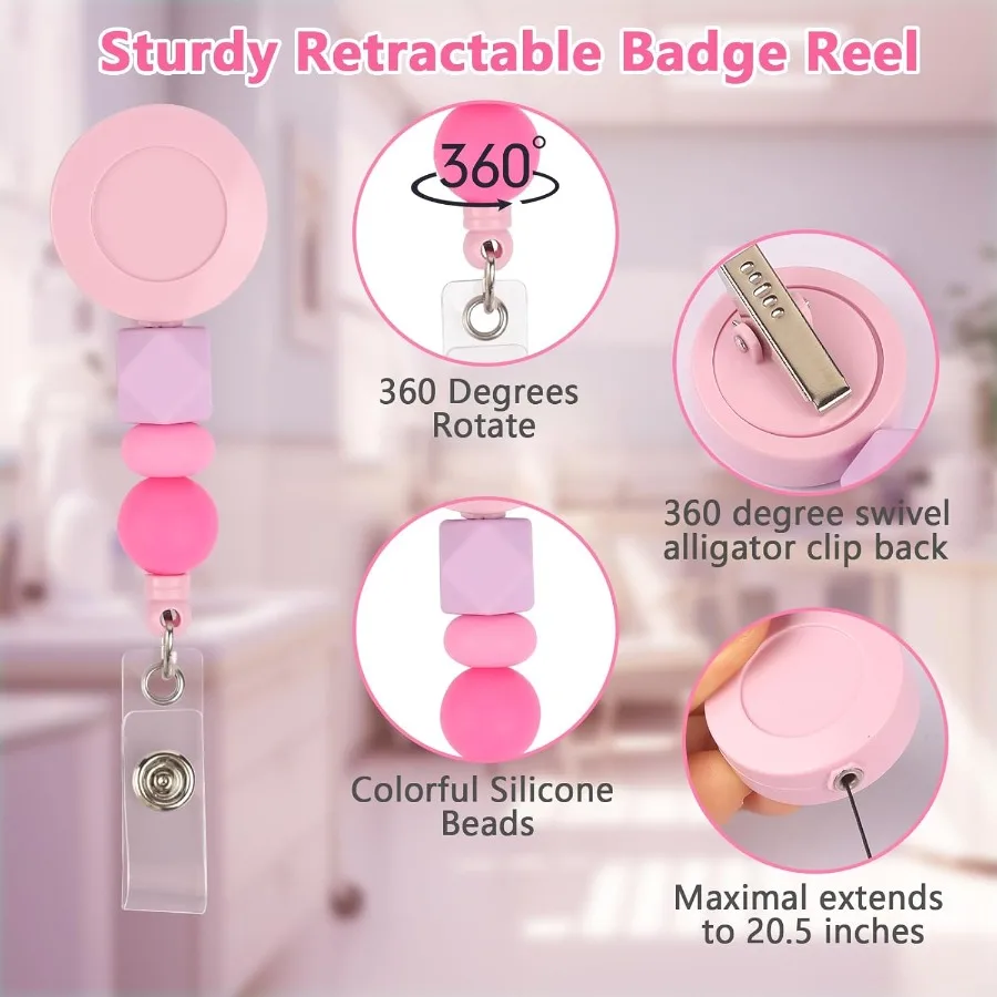 6 قطعة ملحقات شارة Nue مجموعة حزمة أقلام Nue بما في ذلك مشبك بكرة شارة قابل للسحب قلم تحديد صغير قلم حبر جاف دائم #3