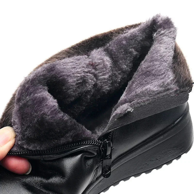 Botas de Mujer, zapatos que mantienen el calor, zapatos de Mujer con cremallera, botines de talla grande, Botas planas informales para Mujer, Botas