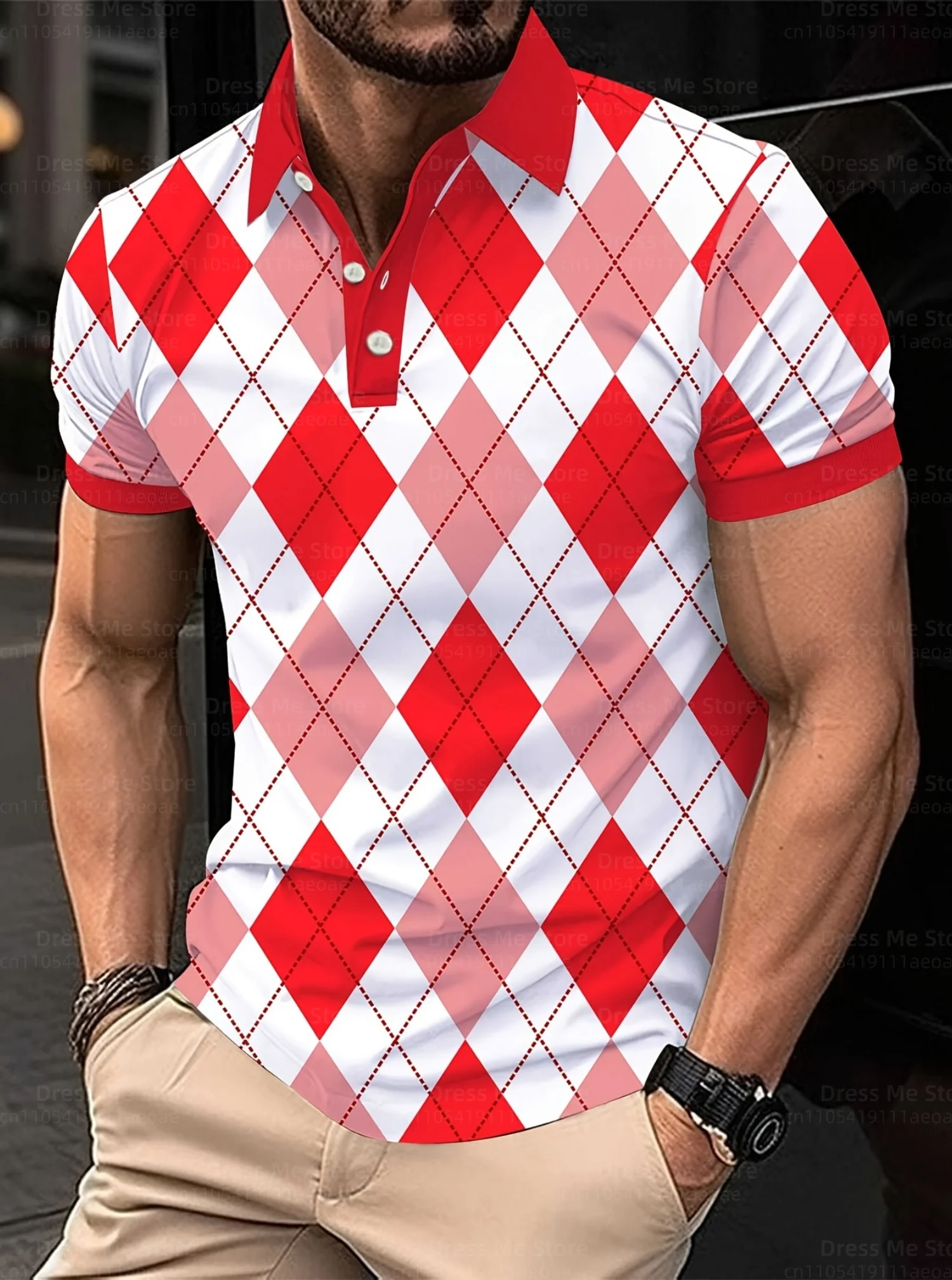 

2026 Spring Mens Plaid Business Polo Shirt Men's Men's Funny Flag Golf Shirt Short Sleeve Polo Shirt Daily Party Men's Clothing