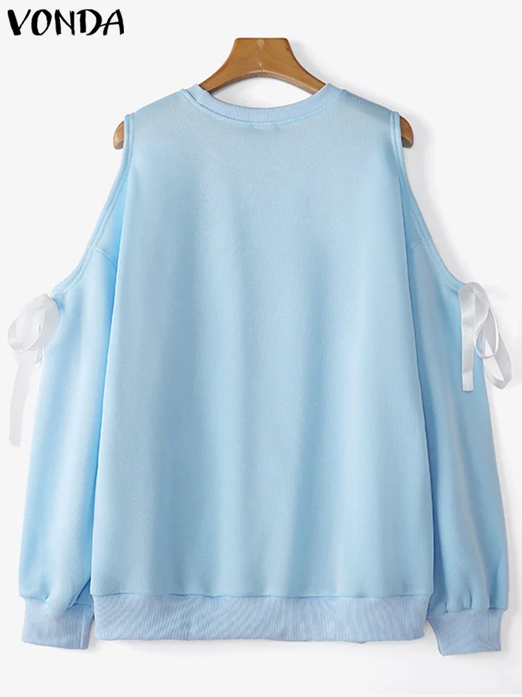 Autumn Blusas Casual Loose Top Plus Size Women Blouses 2025 Fashion Long Sleeve Bow Tops Off The Shoulder Solid Color Tunic image 5