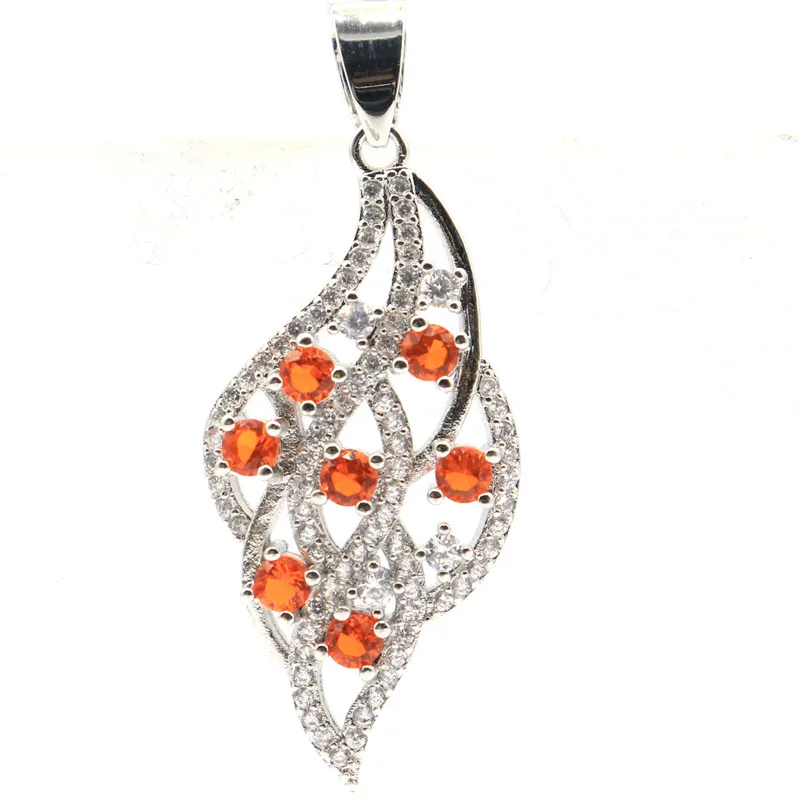 Buy 5 Get 1 Free 42x17mm Multi Color Orange Spessartine Garnet Peridot Pink Kunzite CZ Women Wedding Silver Pendant