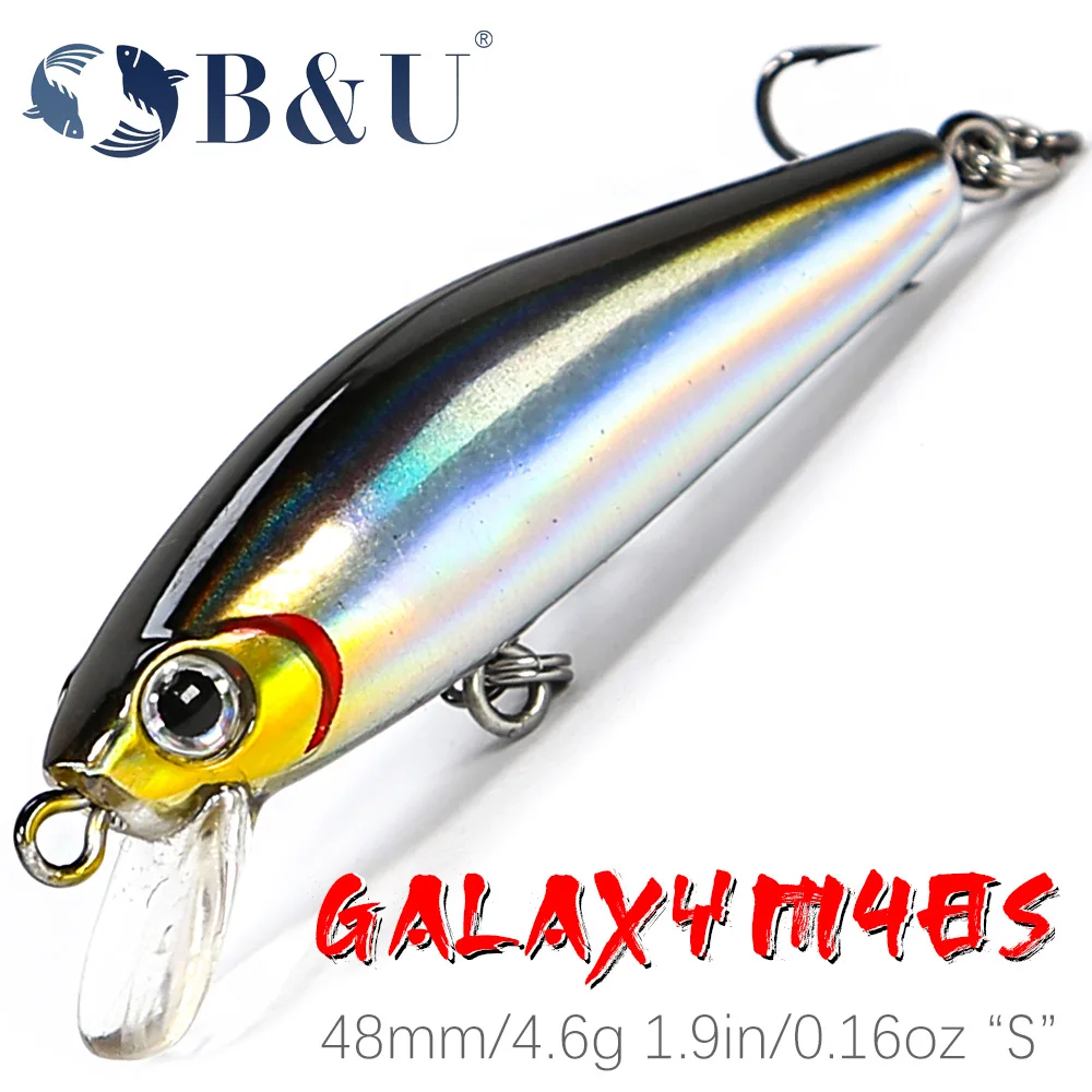 B&U 48mm 4.6g Trout Fishing Lure Peche Leurre Sinking Minnow With Assisthook Artificial Bait For Perch Pike Trout Club Salmon