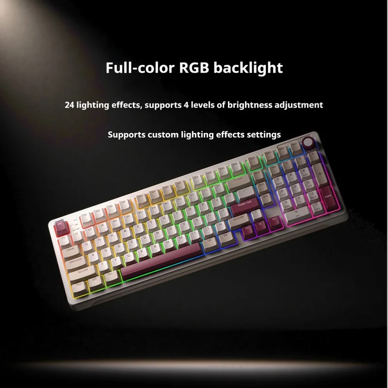 B98 레트로 기계식 키보드 무선 3모드 연결 맞춤형 RGB 인체공학적 PBT 소재 풀 키 핫 스와퍼블 CSGO