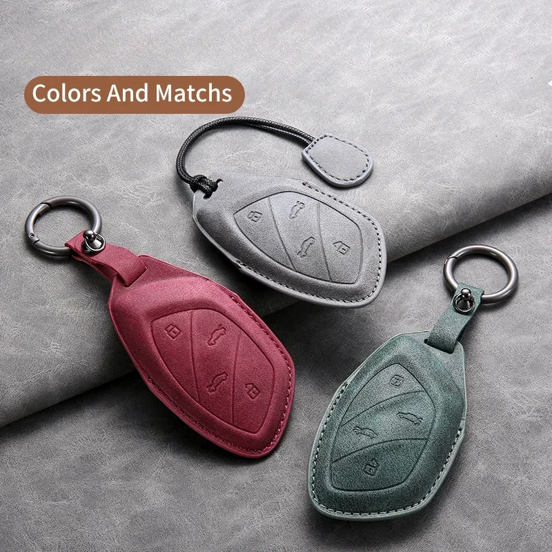 

Leather Car Key Case Cover Shell For Roewe RX5 I6 I5 RX3 RX8 ERX5 For MG ZS EV MG6 EZS HS EHS MARVEL X MARVEL R Electric 2021