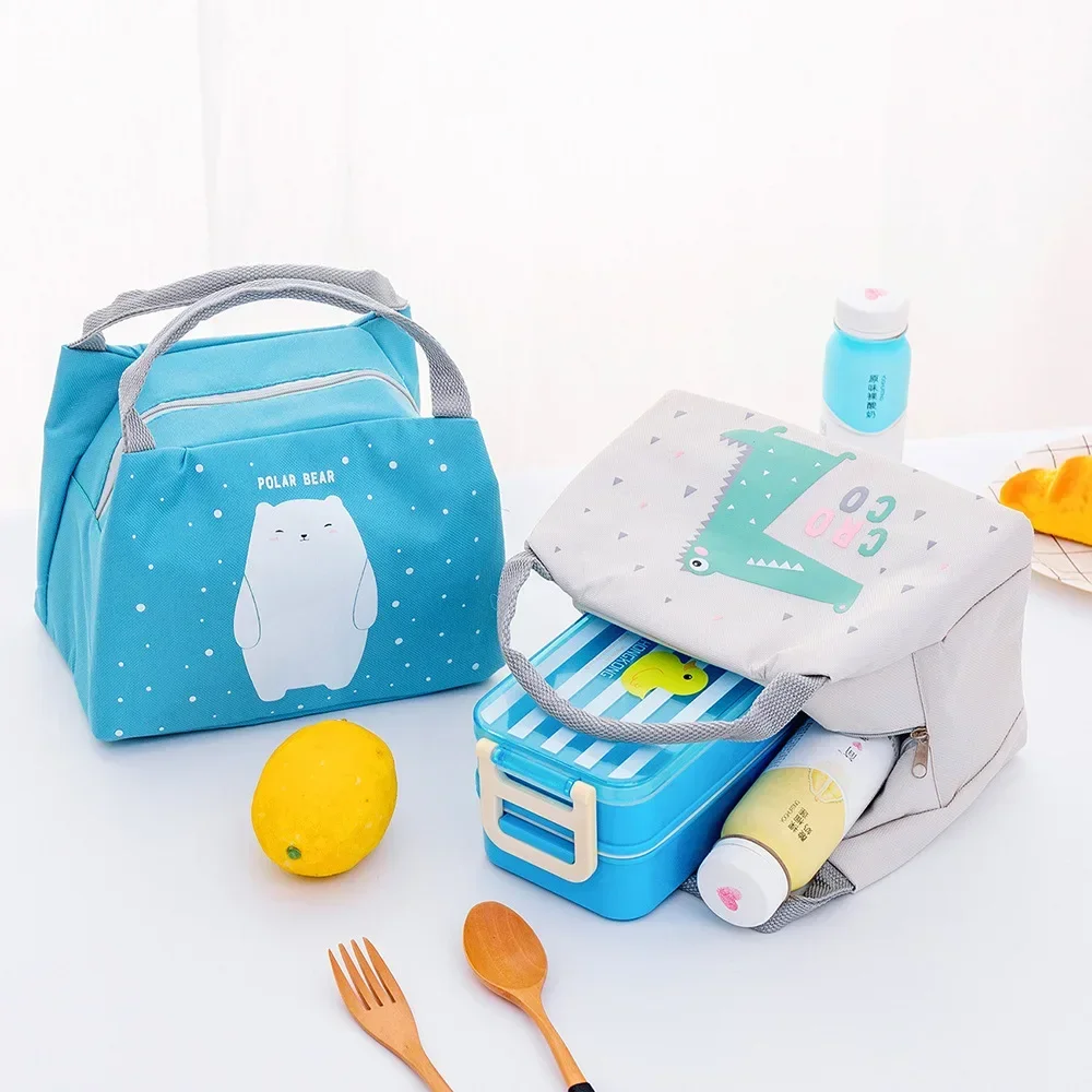 Cartoon Cute Lunch Box Bag for Women Animal Pattern Insulated Food Cooler Bag Picnic Travel Convenient Lunch Bags for Kids Men