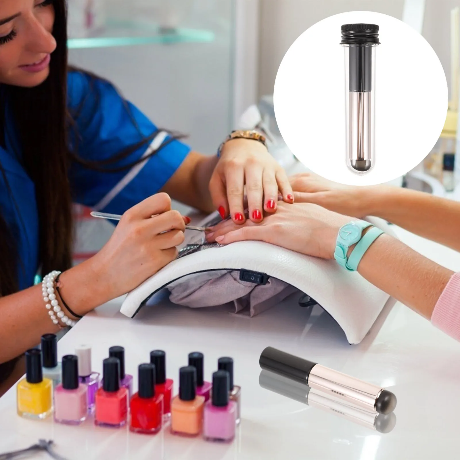 

Portable Silicone Nail Art Applicator Brush Reusable for Powder Application Easy to Clean Compact Size Manicure Tool for Travel