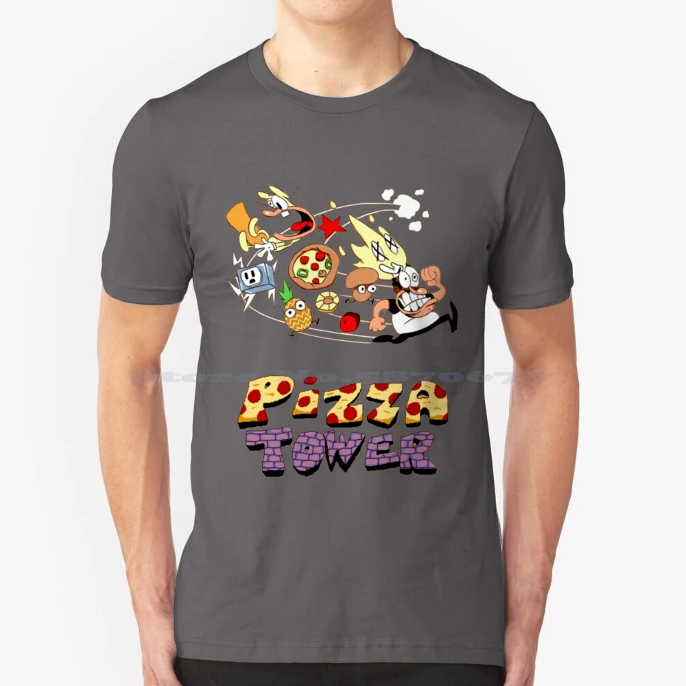 Pizza Tower Peppino Trans T Shirt 100% Cotton Tee Pizza Tower Game Doodle Food Pisa Pizza Lover Cheese Pepperoni Pizza Delivery