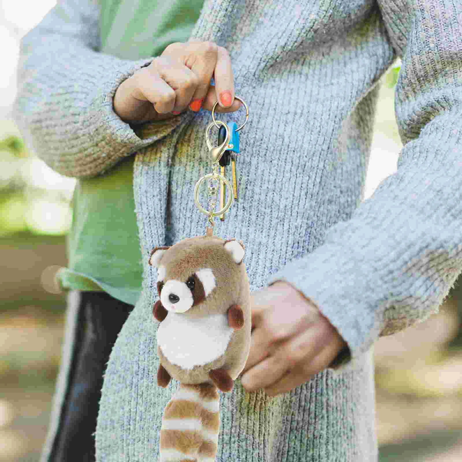 Porte-clés en peluche pendentif Panda rouge, mignon pour femmes, anneau de voiture, café en peluche