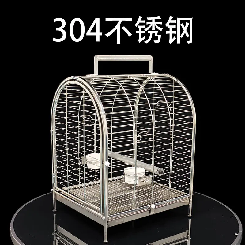 Grey parrot special outing cage with large luxury horizontal silk large stainless steel bird cage