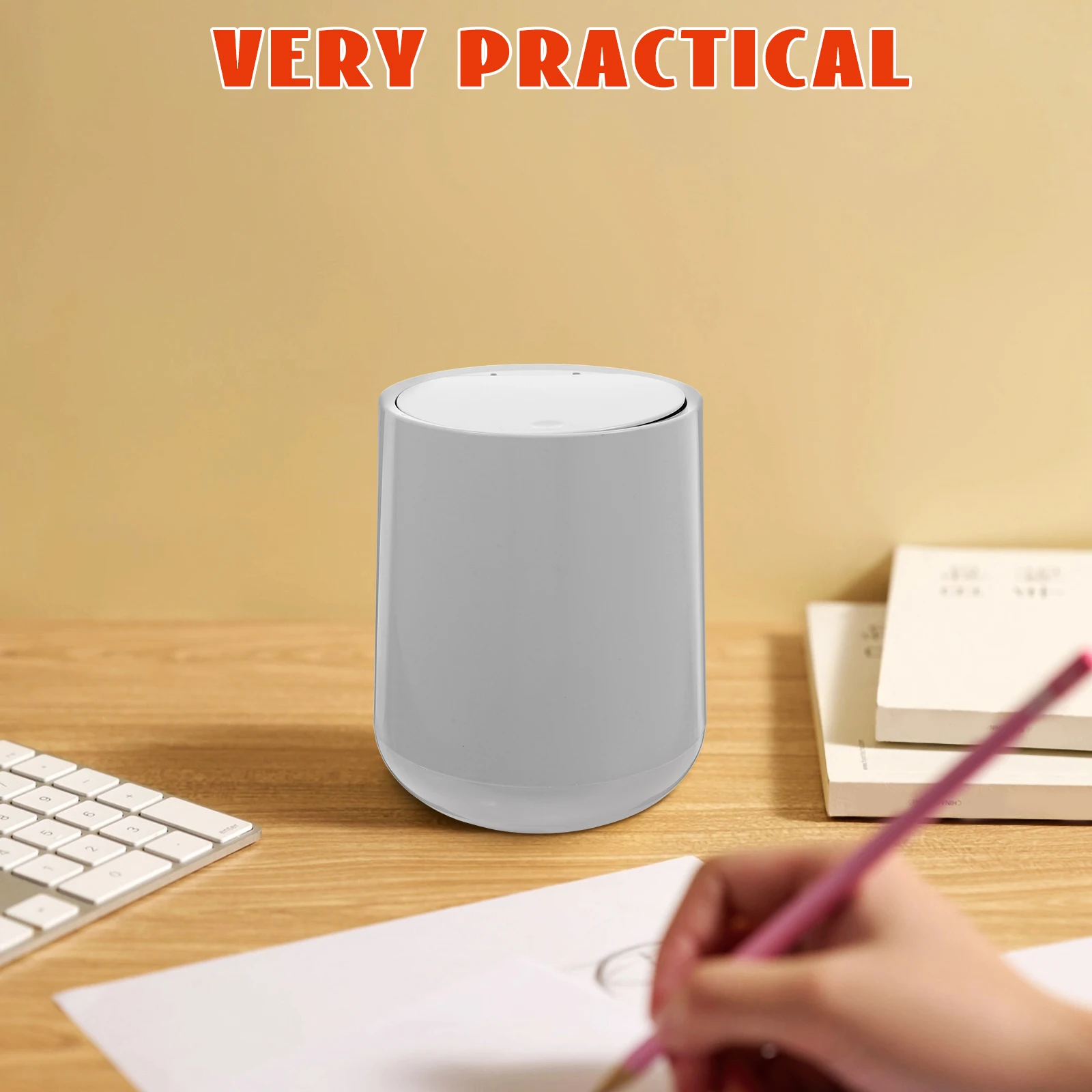 

Mini Trash Can Premium Material Garbage Cute Large Capacity Cans with Lid Odor-free Stylish