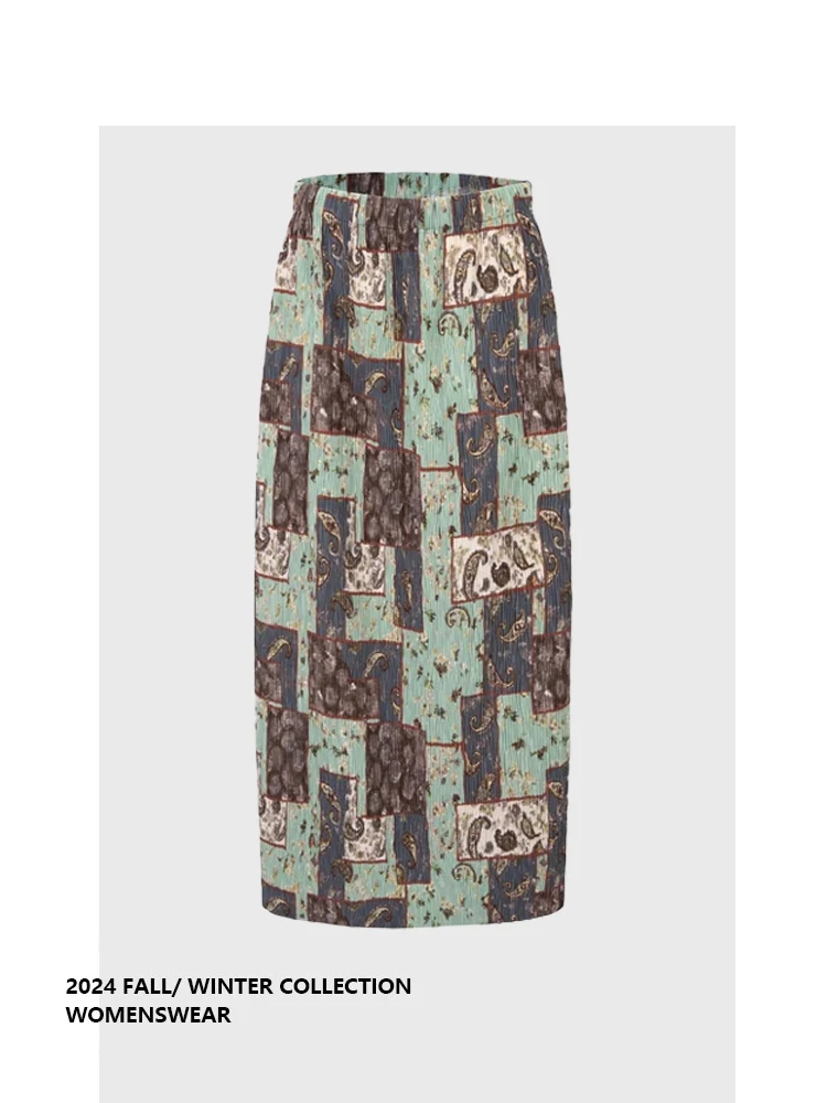 

La Chapelle Summer New Vintage Print Elastic Waist Hem Split Skirt High Waist A-Line Casual Floral Skirts Women's Clothing