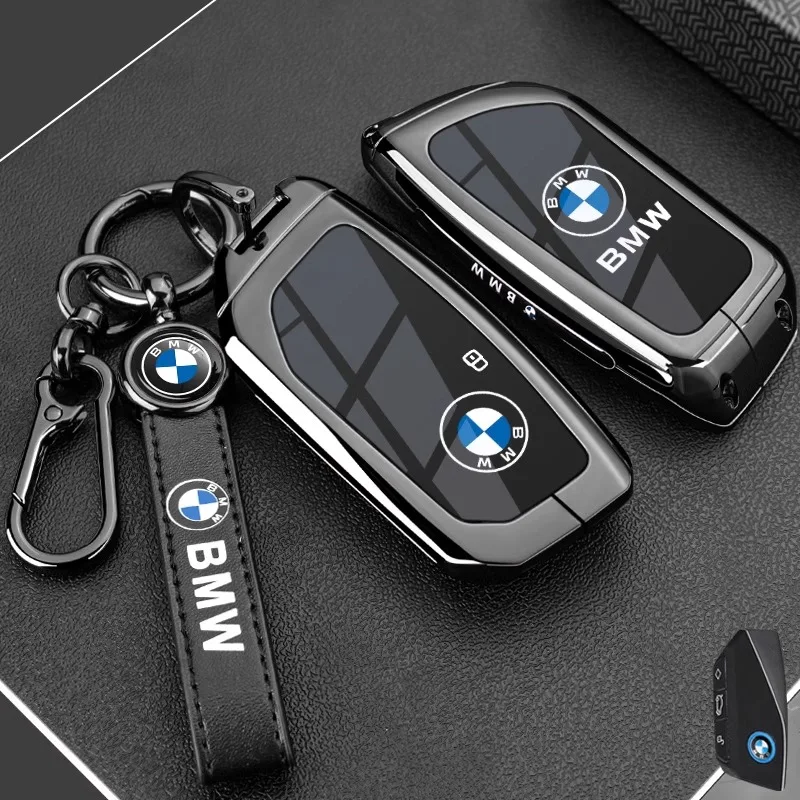 Zinc Alloy Car Key Case Cover Shell Holder For BMW X1 U11 X7 X5 G05 LCI I7 IX XM Series 7 740Li U06 G81 M3 2023 2024 Accessories view 4