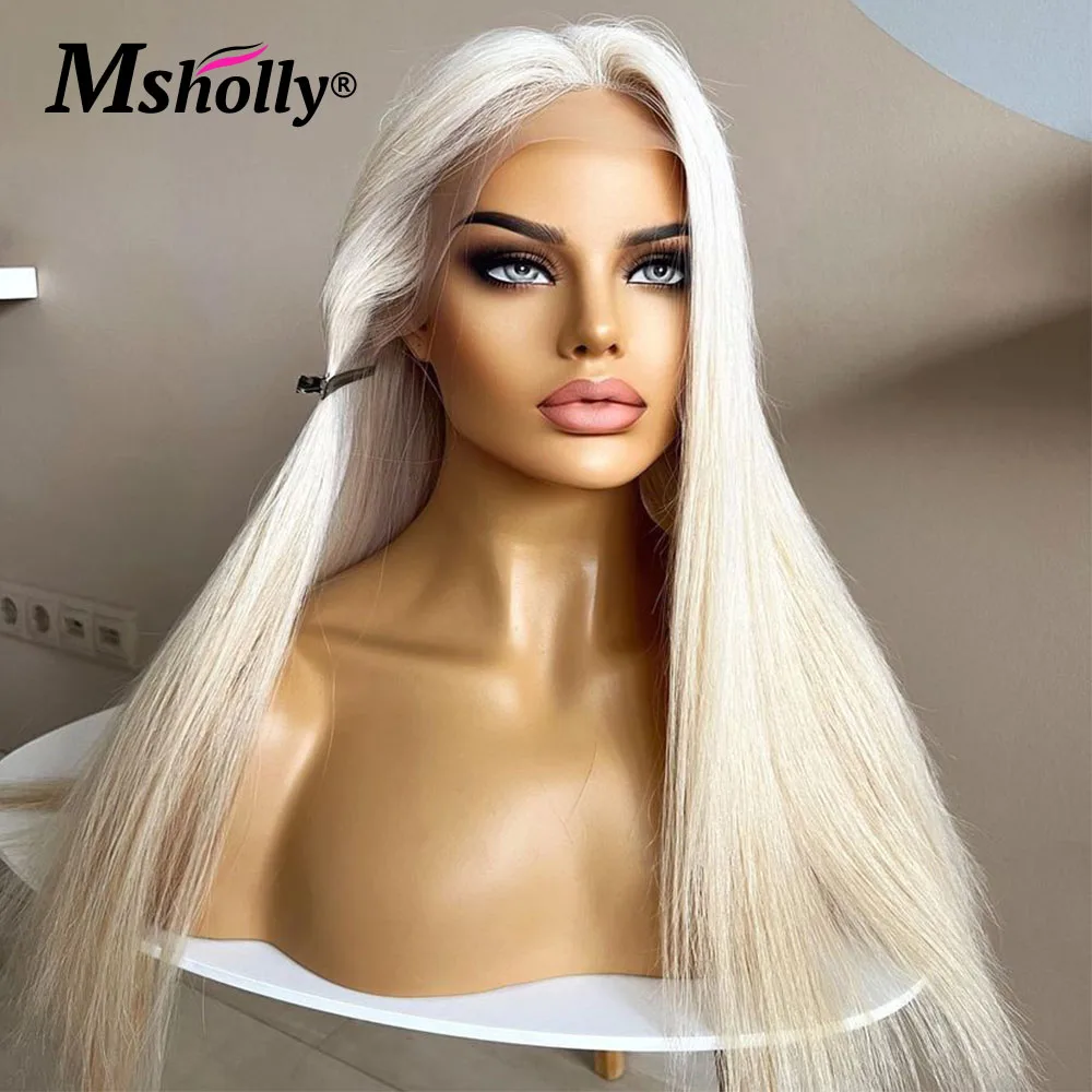 

Platinum Staright Ombre 13x4 Lace Frontal Human Hair Wig 613 Brazilian Wig 180% Density Pre Plucked Remy Wigs 100% Human Hair