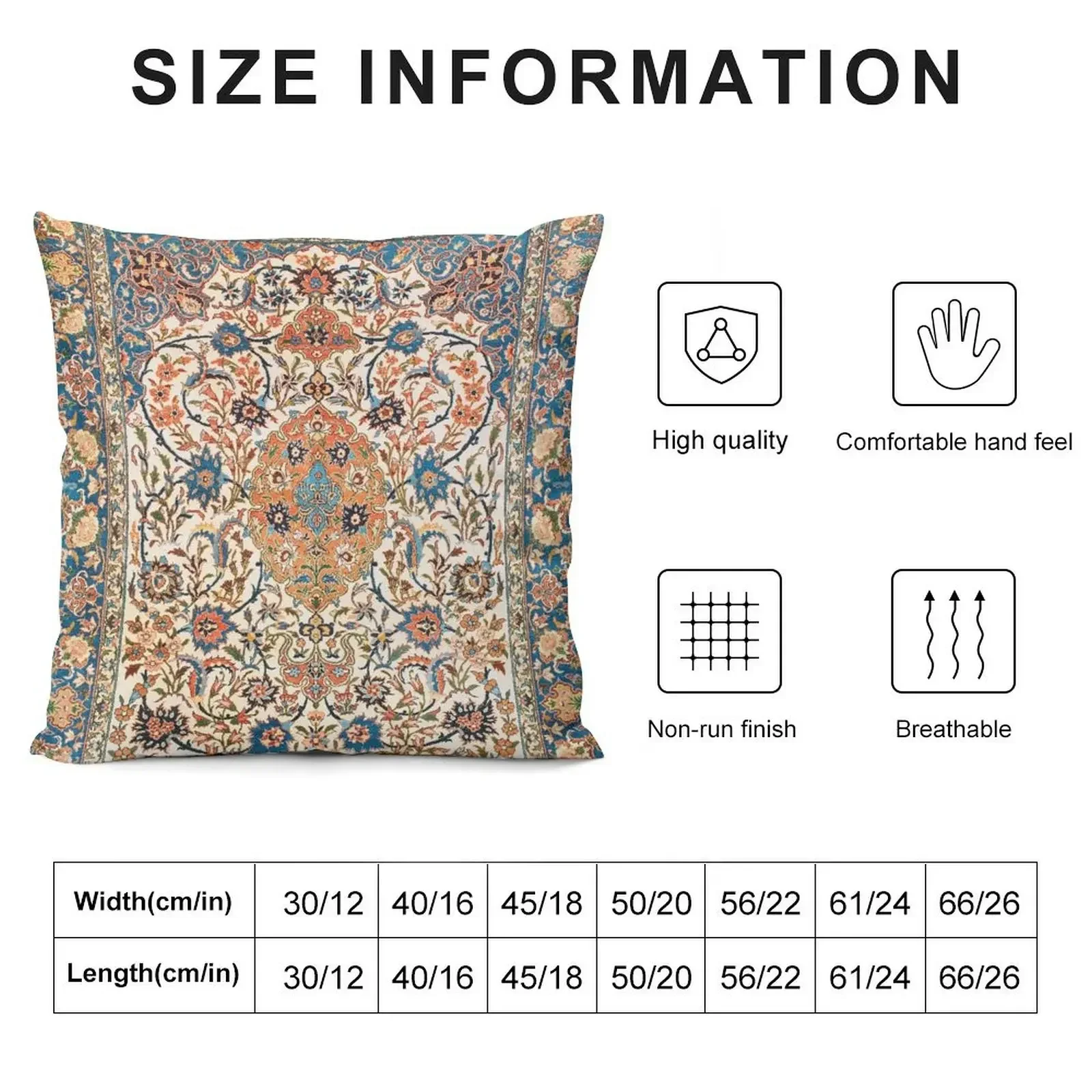 Isfahan Antique Central Persian Carpet Print Throw Pillow Covers For Sofas Sofa Covers For Living Room pillow