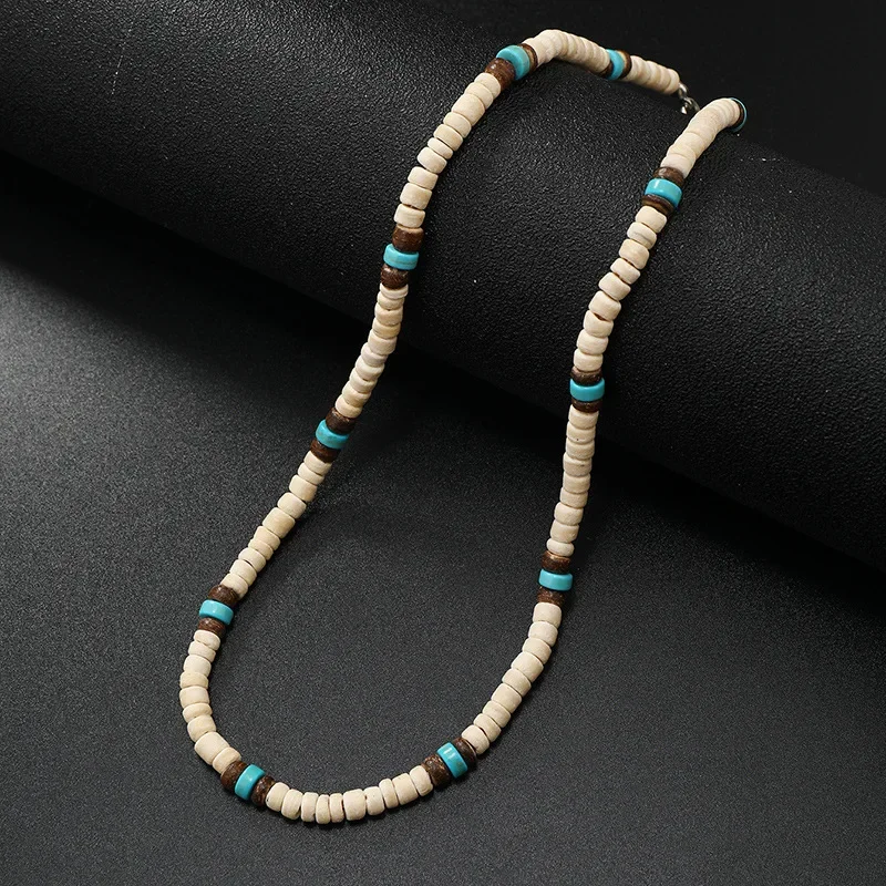 Vintage Coconut Shell Turquoise Chains Necklaces for Women Men\'s Surfing Choker Luxury Holiday Jewelry Collares