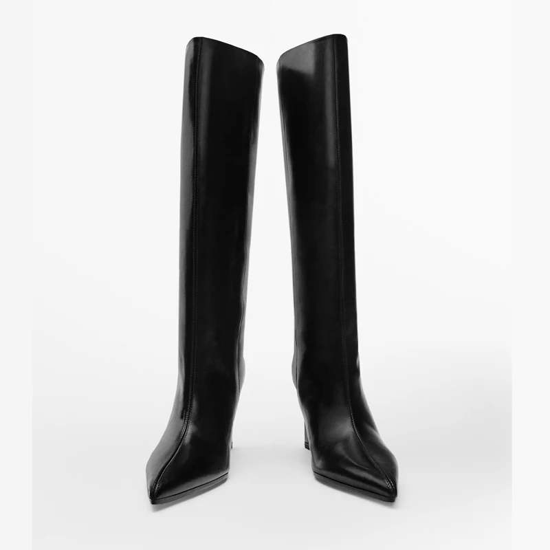 Women\'s Boots 2022 Autumn And Winter Soft Real Leather Knee-high Boots Thick-heeled High-heeled Riding Modern Boots Botas Shoes